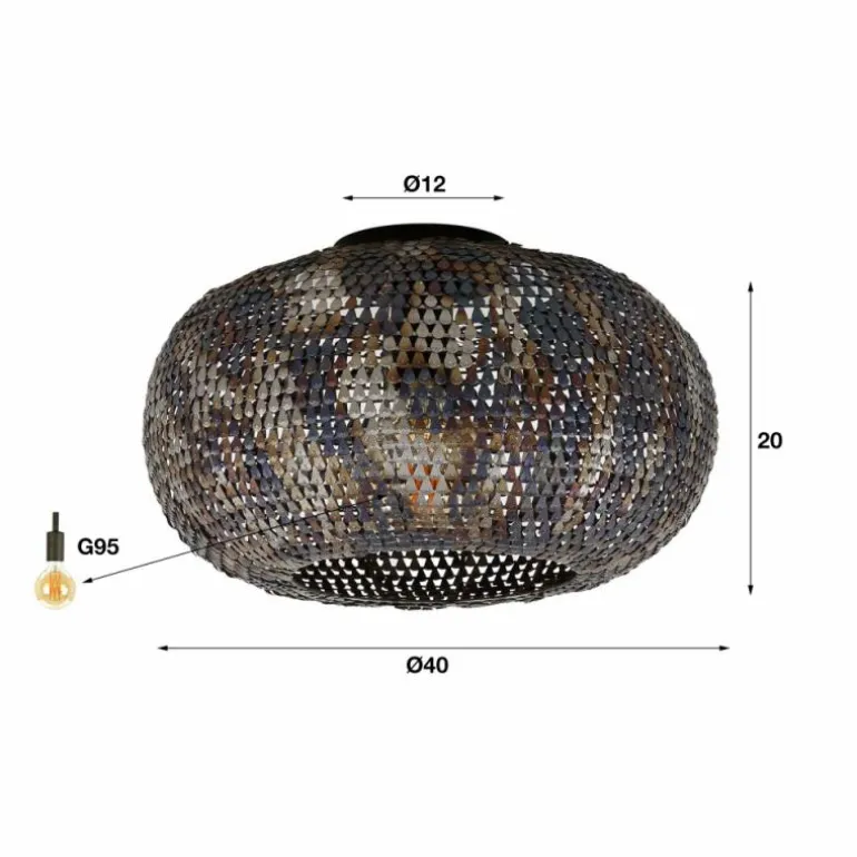 Ommerlanderwijk Plafonnier Brun, Noir, 1 lumière