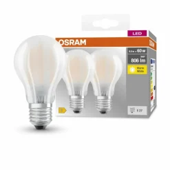 OSRAM CLASSIC A Lot de 2 LED E27 6,5 Watt 2700 Kelvin 806 Lumen