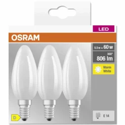 OSRAM CLASSIC B Lot de 3 LED E14 5,5 watt 2700 kelvin 806 lumen