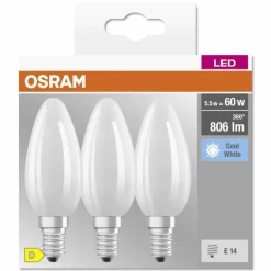 OSRAM CLASSIC B Lot de 3 LED E14 5,5 watt 4000 Kelvin 806 lumen