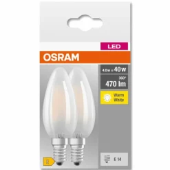 OSRAM CLASSIC B Lot de 2 LED E14 4 watt 2700 kelvin 470 lumen