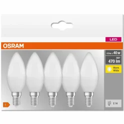 OSRAM CLASSIC B Lot de 5 LED E14 4,9 watt 2700 kelvin 470 lumen