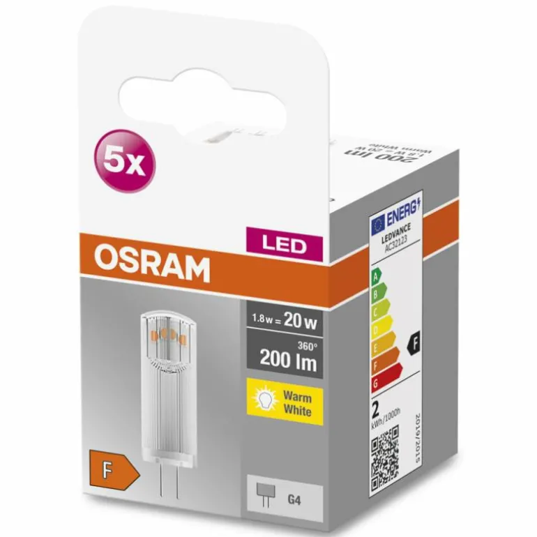 OSRAM LED BASE PIN Lot de 5 LED G4 1,8 watt 2700 kelvin 200 lumen