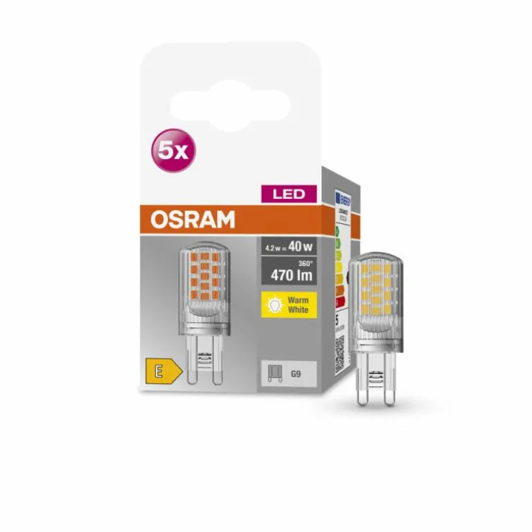 OSRAM LED BASE PIN Lot de 5 LED G9 4,2 watt 2700 kelvin 470 lumen