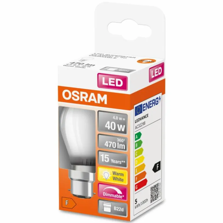 OSRAM LED Retrofit B22d 4,8 watt 2700 kelvin 470 lumen