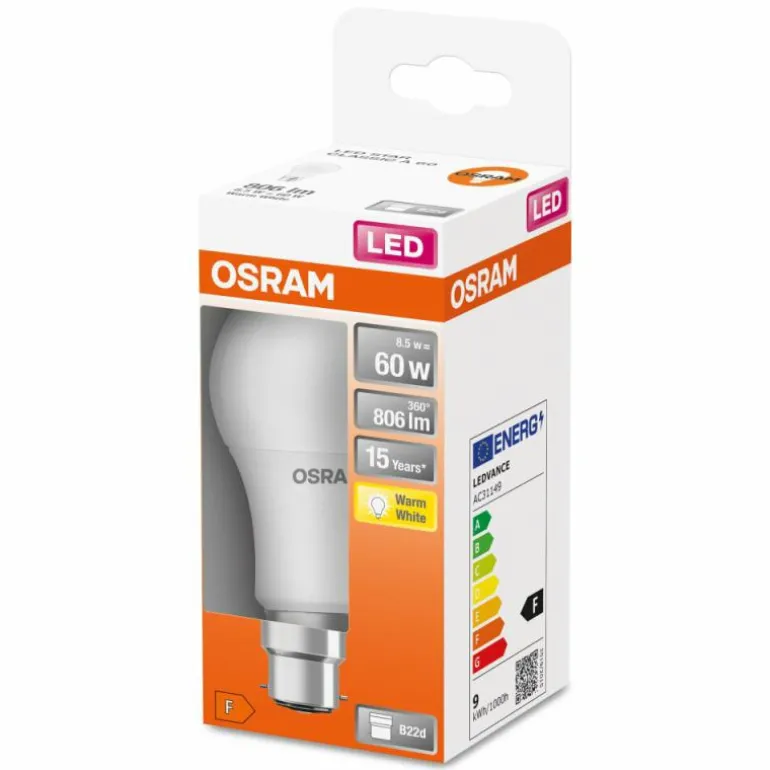 OSRAM LED STAR B22d 8,5 Watt 2700 Kelvin 806 Lumen