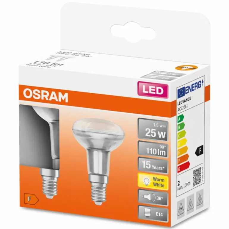 OSRAM LED STAR Lot de 2 E14 1,5 Watt 2700 Kelvin 110 lumen