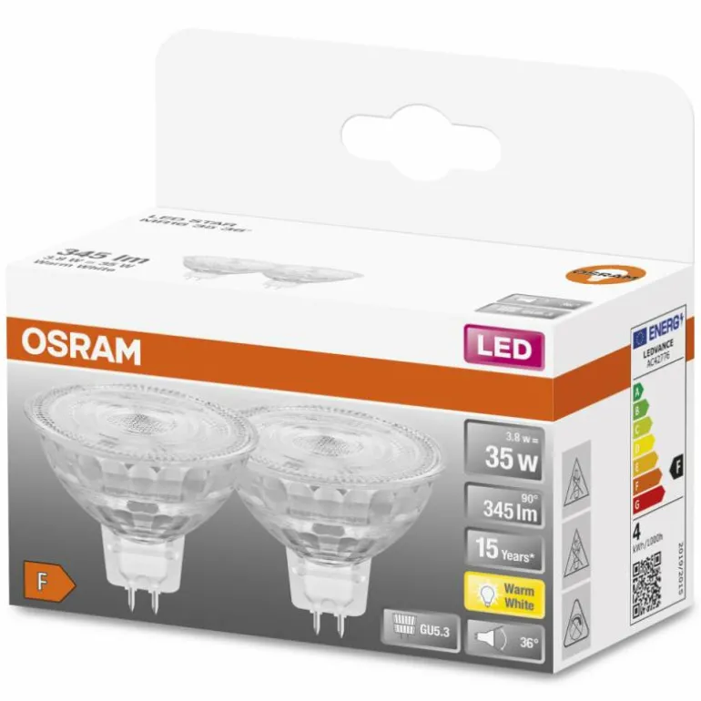 OSRAM LED STAR Lot de 2 LED GU5.3 3,8 watt 2700 kelvin 345 lumen