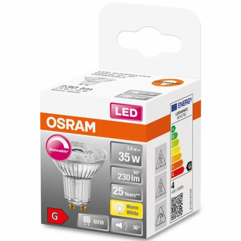 OSRAM LED SUPERSTAR LED GU10 3,4 watt 2700 kelvin 230 lumen