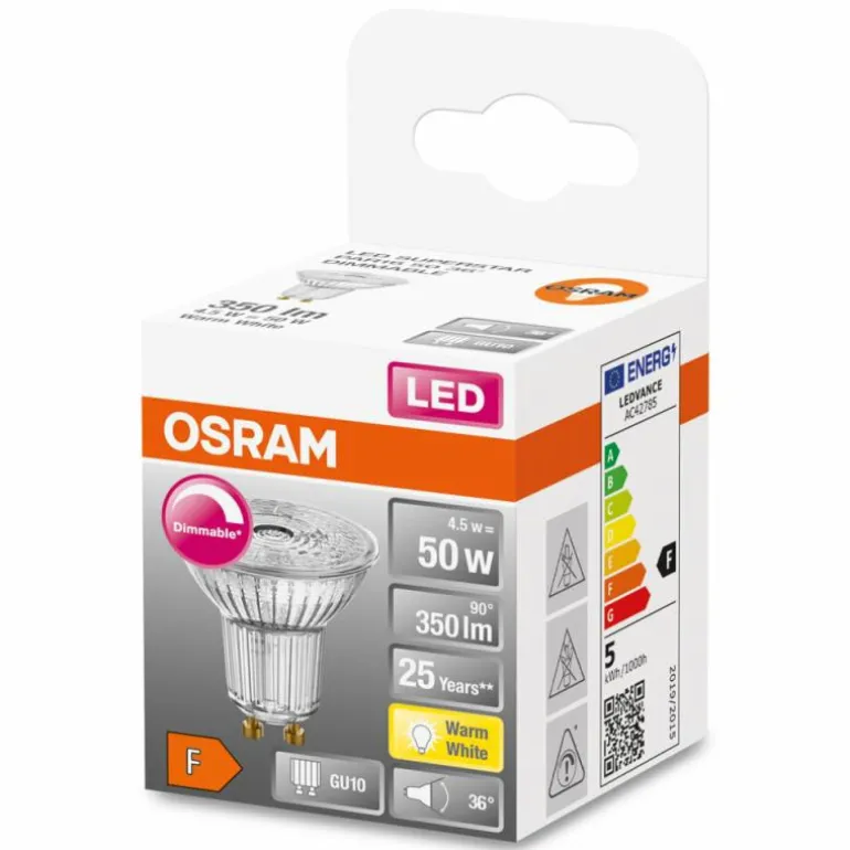 OSRAM LED SUPERSTAR LED GU10 4,5 watt 2700 kelvin 350 lumen
