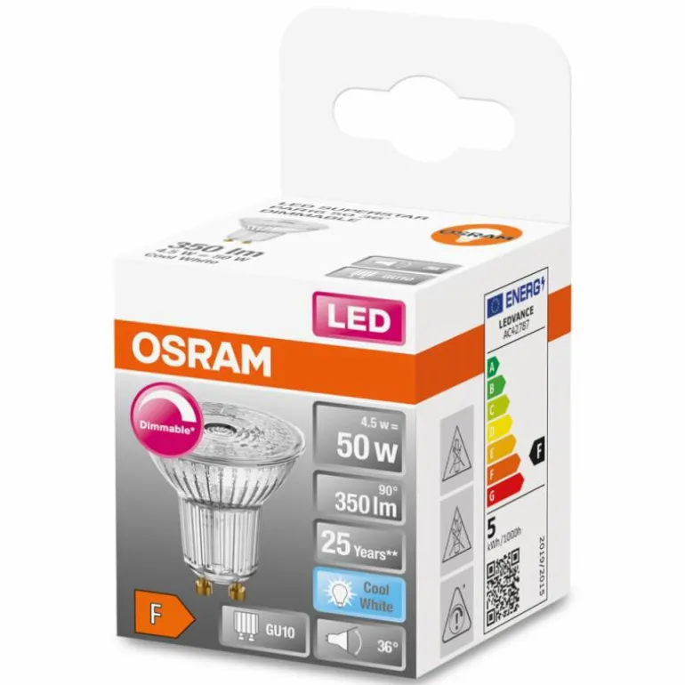 OSRAM LED SUPERSTAR LED GU10 4,5 watt 4000 kelvin 350 lumen