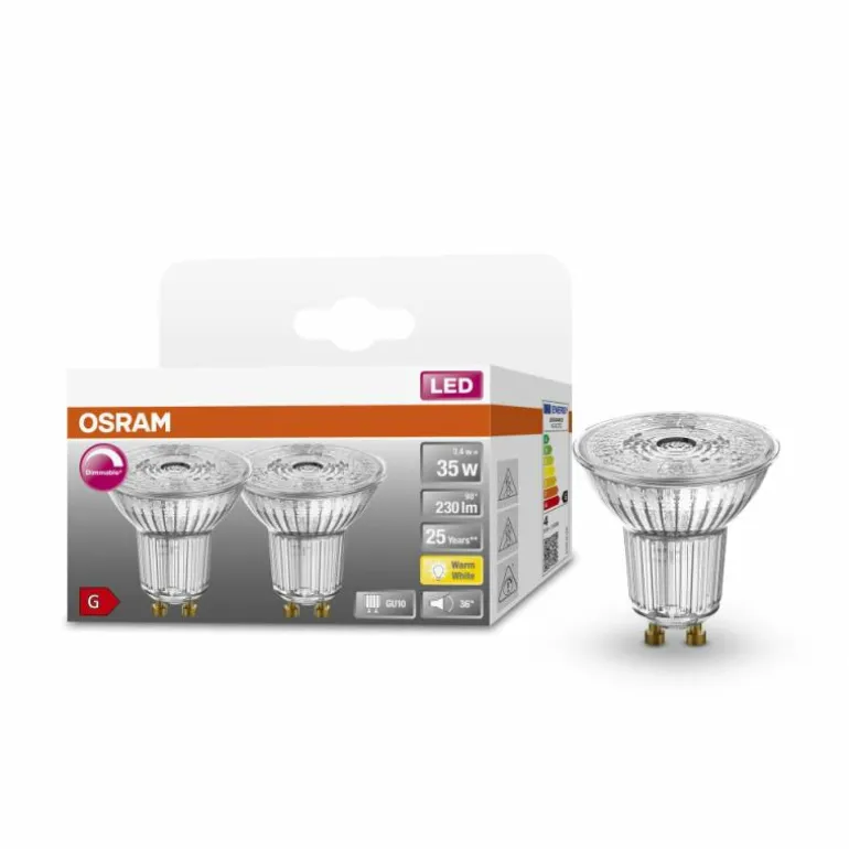 OSRAM LED SUPERSTAR Lot de 2 LED GU10 3,4 watt 2700 kelvin 230 lumen