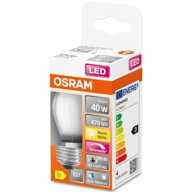 OSRAM SUPERSTAR LED E27 3,4 watt 2700 kelvin 470 lumen