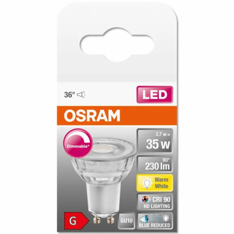 OSRAM SUPERSTAR PLUS LED GU10 3,7 watt 2700 kelvin 230 lumen