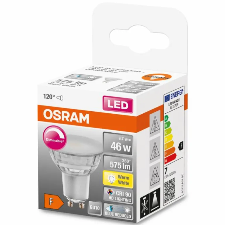 OSRAM SUPERSTAR PLUS LED GU10 6,7 watt 2700 kelvin 575 lumen