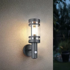 PALOMA Applique murale Luminaires Reality Anthracite, 1 lumière, Détecteur de mouvement