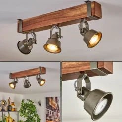 Pehefito Plafonnier Brun foncé, Gris, Vert, 3 lumières