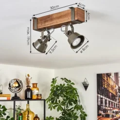 Pehefito Plafonnier Brun foncé, Gris, Vert, 2 lumières