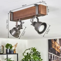 Pehefito Plafonnier, Spot de plafond Brun foncé, Gris, 2 lumières