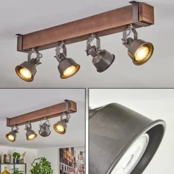 Pehefito Plafonnier, Spot de plafond Brun foncé, Gris, 4 lumières