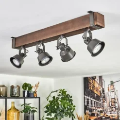 Pehefito Plafonnier, Spot de plafond Brun foncé, Gris, 4 lumières