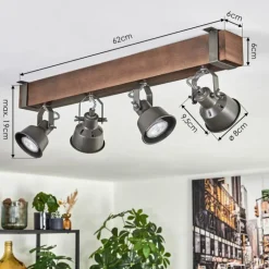 Pehefito Plafonnier, Spot de plafond Brun foncé, Gris, 4 lumières