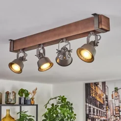 Pehefito Plafonnier, Spot de plafond Brun foncé, Gris, 4 lumières