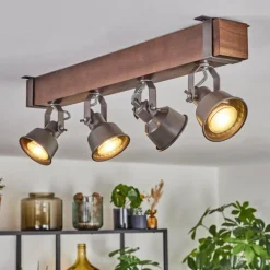 Pehefito Plafonnier, Spot de plafond Brun foncé, Gris, 4 lumières