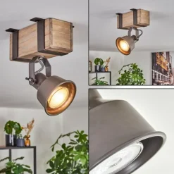 Pehefito Plafonnier, Spot de plafond Gris, Écru, 1 lumière