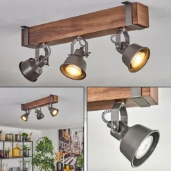 Pehefito Plafonnier, Spot de plafond Brun foncé, Gris, 3 lumières