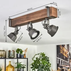 Pehefito Plafonnier, Spot de plafond Brun foncé, Gris, 3 lumières