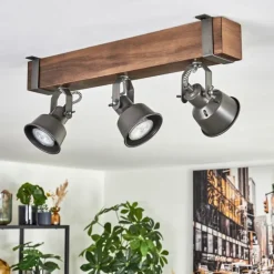 Pehefito Plafonnier, Spot de plafond Brun foncé, Gris, 3 lumières