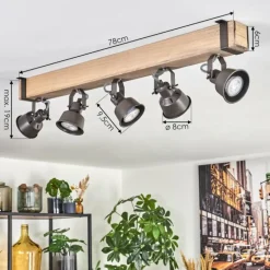 Pehefito Plafonnier, Spot de plafond Gris, Écru, 5 lumières