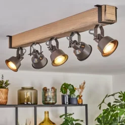 Pehefito Plafonnier, Spot de plafond Gris, Écru, 5 lumières