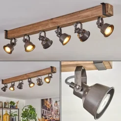 Pehefito Plafonnier, Spot de plafond Brun, Gris, 6 lumières