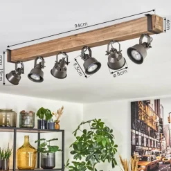 Pehefito Plafonnier, Spot de plafond Brun, Gris, 6 lumières