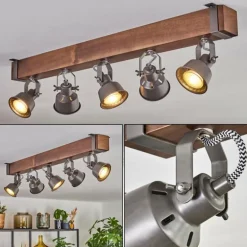 Pehefito Plafonnier, Spot de plafond Brun foncé, Gris, 5 lumières