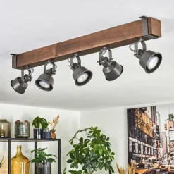 Pehefito Plafonnier, Spot de plafond Brun foncé, Gris, 5 lumières