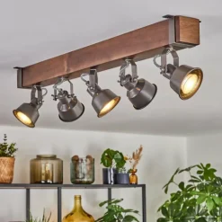 Pehefito Plafonnier, Spot de plafond Brun foncé, Gris, 5 lumières