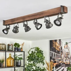 Pehefito Plafonnier, Spot de plafond Brun foncé, Gris, 6 lumières