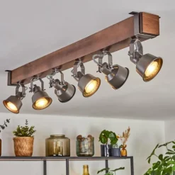 Pehefito Plafonnier, Spot de plafond Brun foncé, Gris, 6 lumières