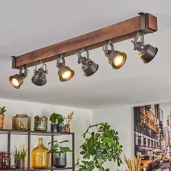 Pehefito Plafonnier, Spot de plafond Brun foncé, Gris, 6 lumières