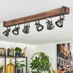 Pehefito Plafonnier, Spot de plafond Brun foncé, Gris, 6 lumières