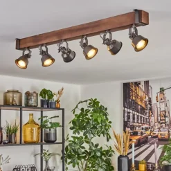 Pehefito Plafonnier, Spot de plafond Brun foncé, Gris, 6 lumières