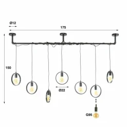 Pendelleuchte Suspension Anthracite, 7 lumières