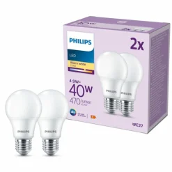 Philips Classic Lot de 2 LED E27 4,9 watt 2700 kelvin 470 lumen
