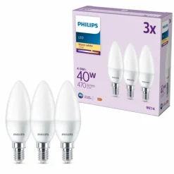 Philips Classic Lot de 3 LED E14 4,9 watt 2700 kelvin 470 lumen