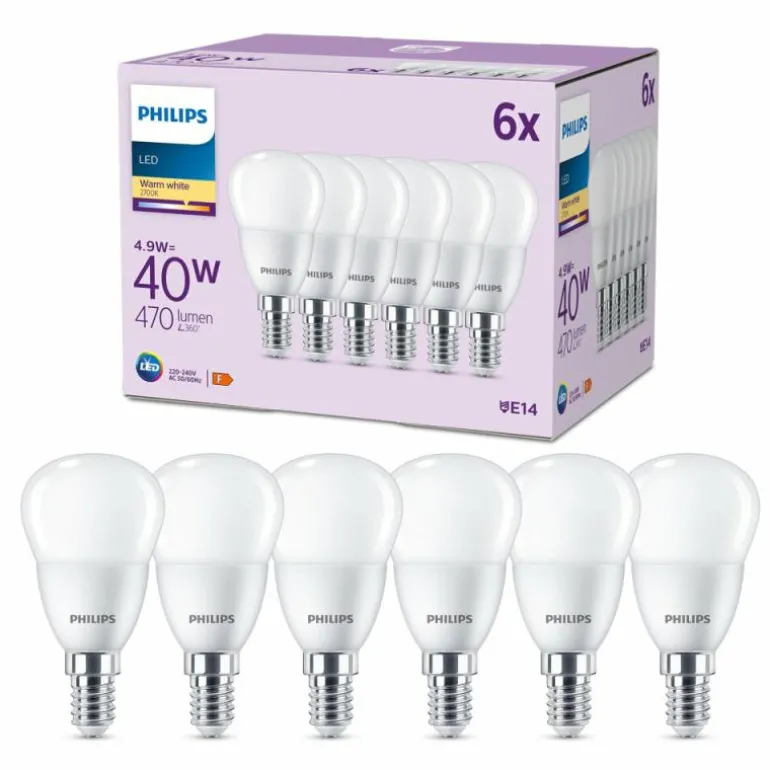 Philips Classic Lot de 6 LED E14 4,9 watt 2700 kelvin 470 lumen