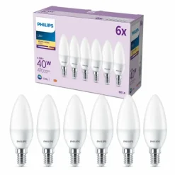 Philips Classic Lot de 6 LED E14 4,9 watt 2700 kelvin 470 lumen