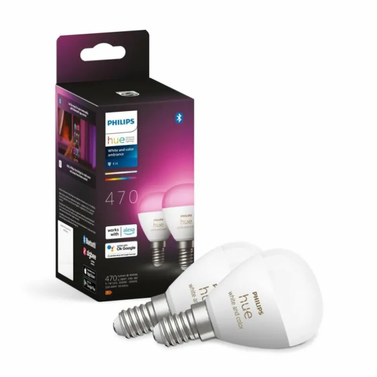 Philips Hue Set de 2 E14 LED 5,1 Watt 4000 Kelvin 470 Lumen